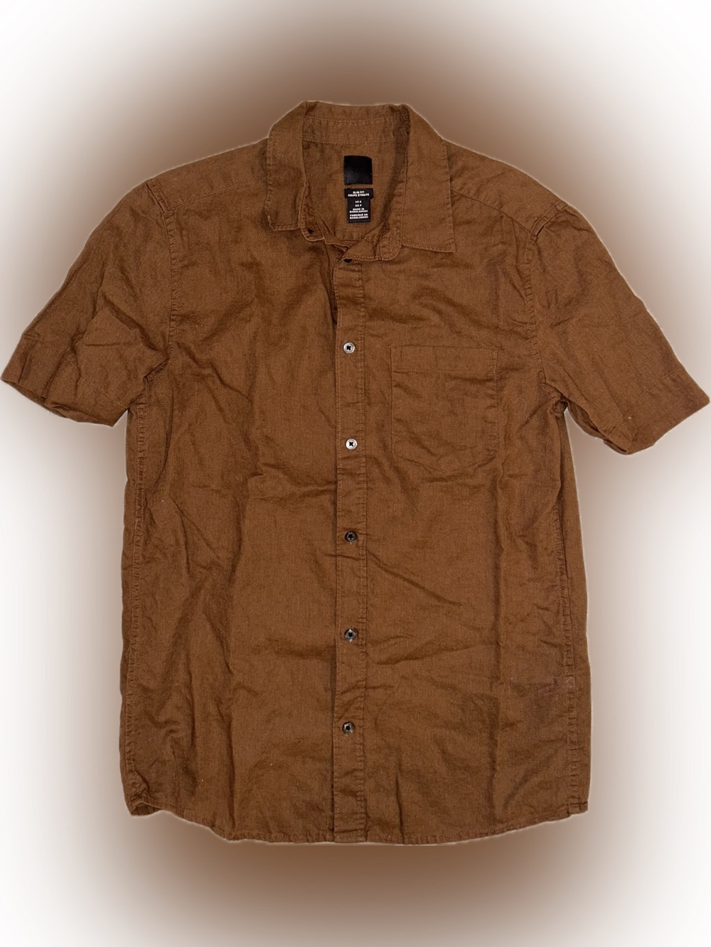 H&M Men's Short Sleeve Button-Down Shirt in Brown
